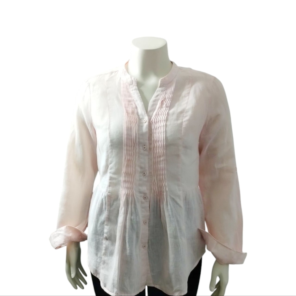 Malvin Germany Women's Fresh‎ Linen Pintuck Beachy Clean Resortwear Top Large